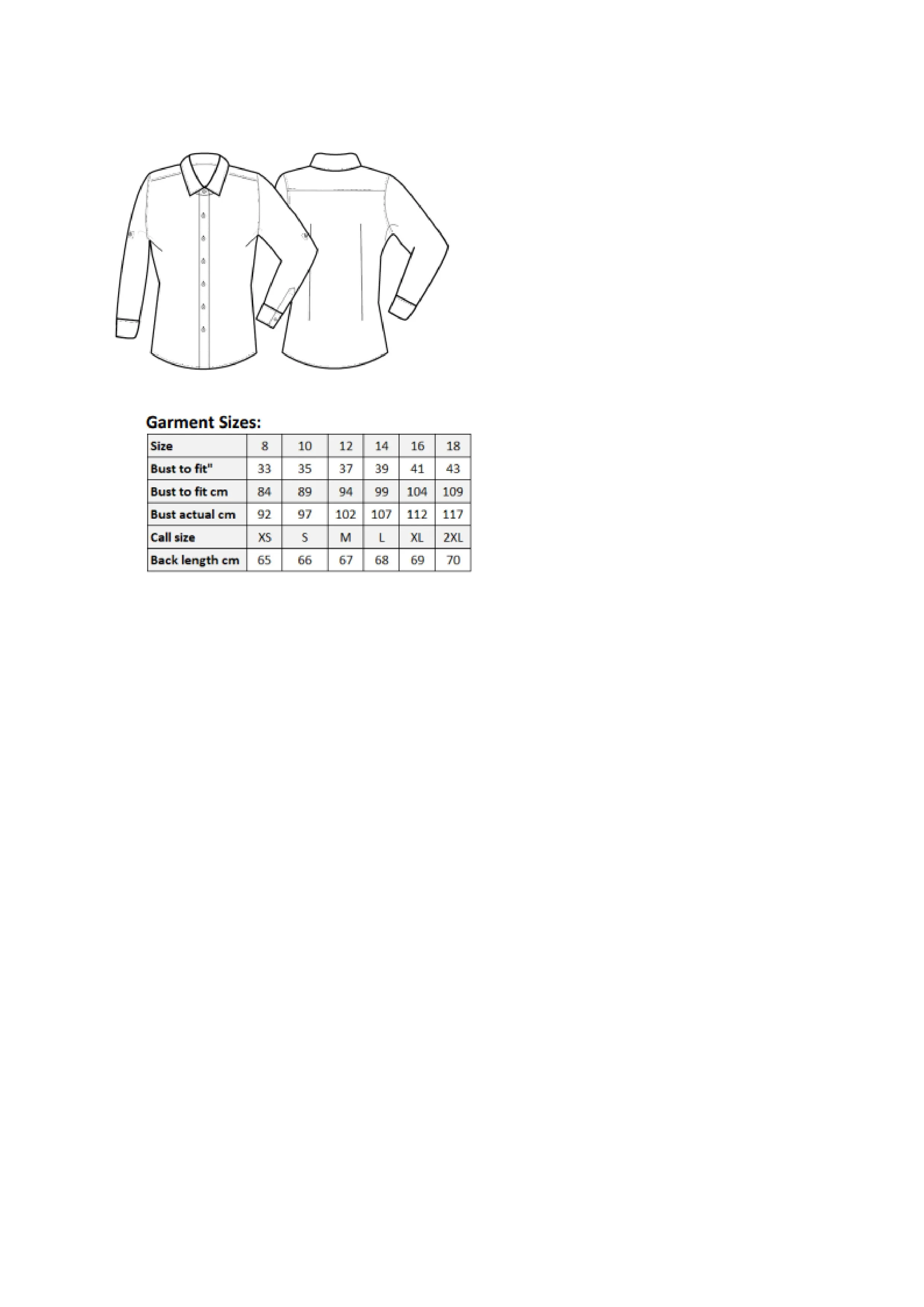 Größentabelle für Women´s Mulligan Check Cotton Long Sleeve Shirt – PW350