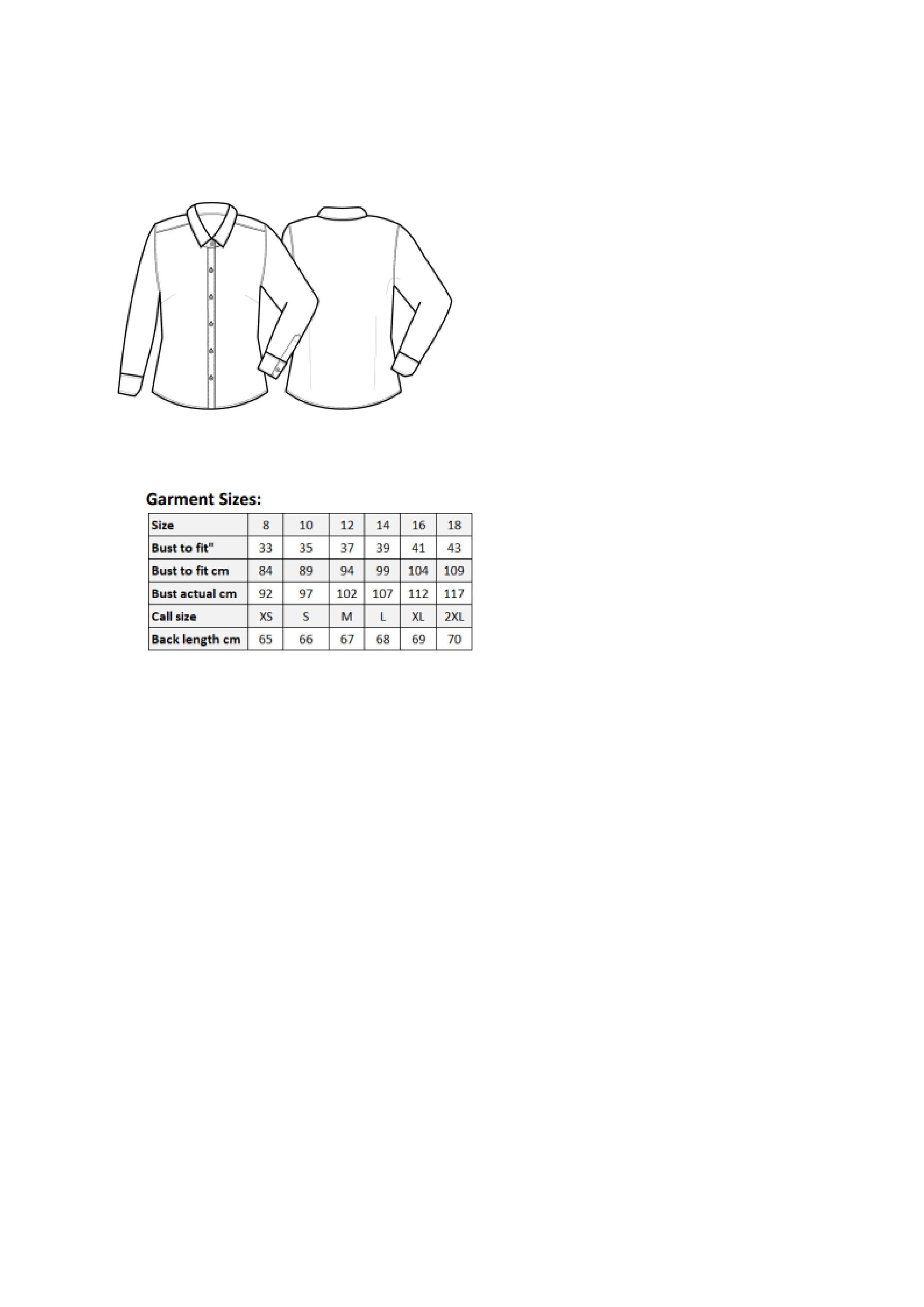 Größentabelle für Women´s Maxton Check Long Sleeve Shirt – PW352