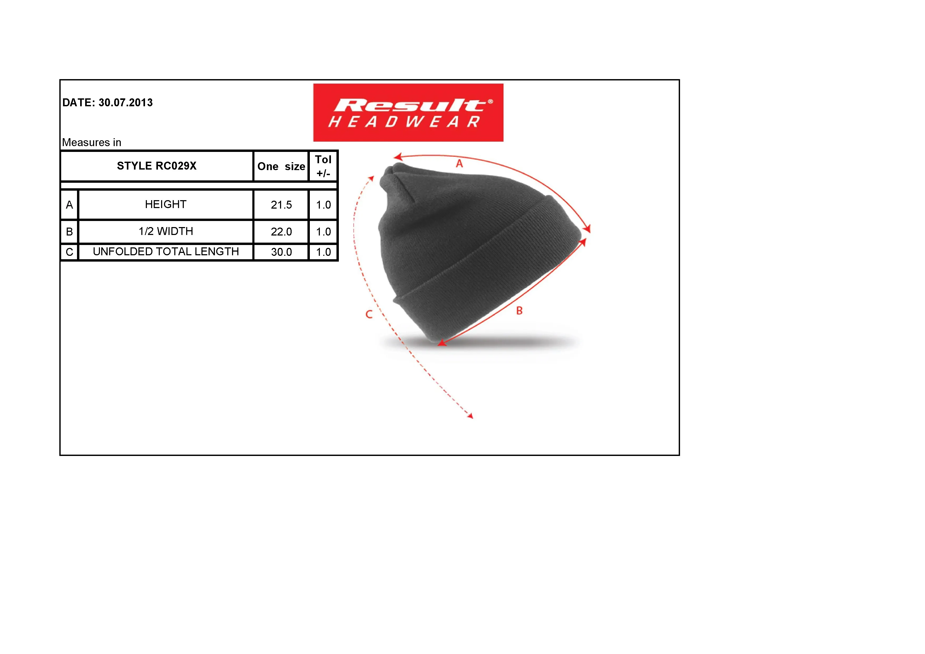 Größentabelle für Woolly Ski Hat – RC29