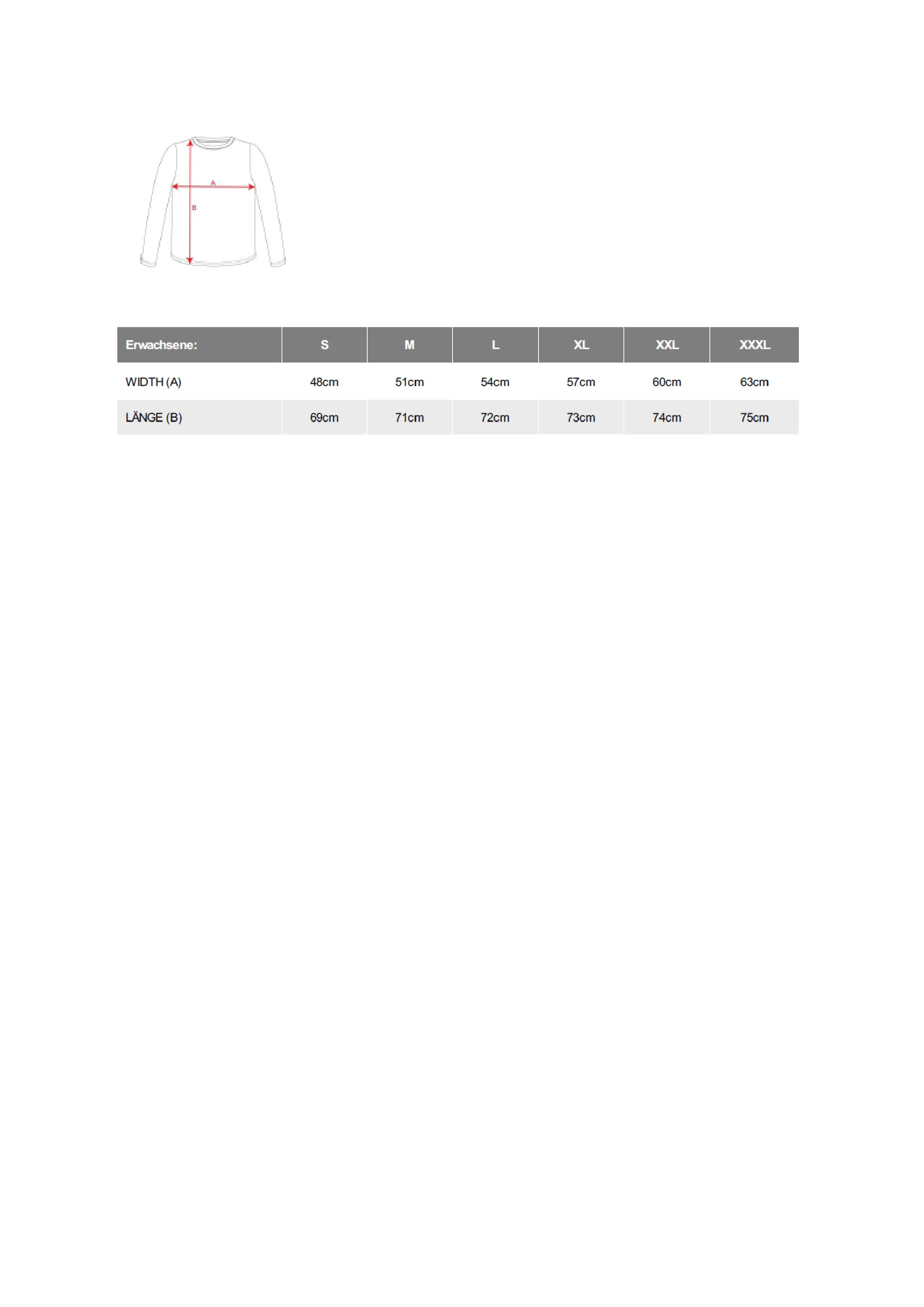 Größentabelle für Men´s Imola T-Shirt – RY0427